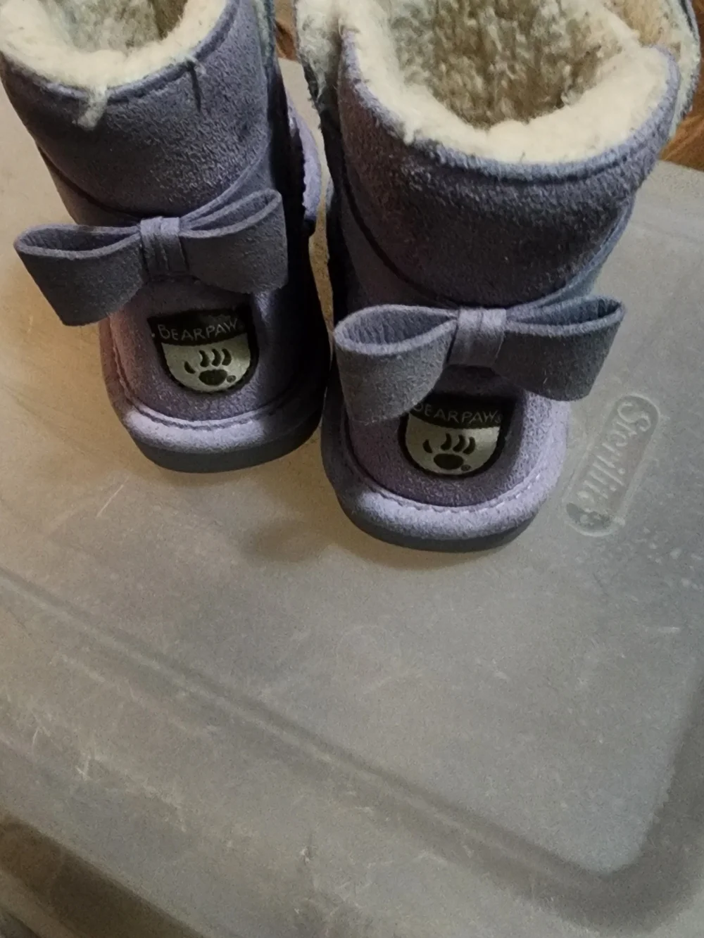 BearPaw Kids Plush Lined Suede Boots - Light Purple Size 8